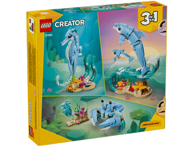 LEGO set 31385 Sea Animals: Beautiful Dolphins Box Back