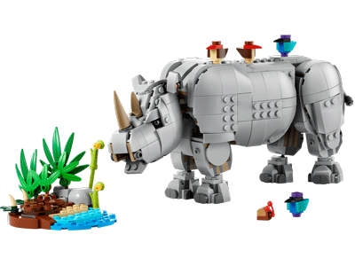 31171 Wild Animals: Majestic Rhino with Birds