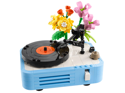 Record Player with Flowers