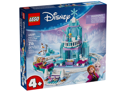 LEGO set 43281 Elsa's Ice Castle & Snow Ride Adventure Box Front