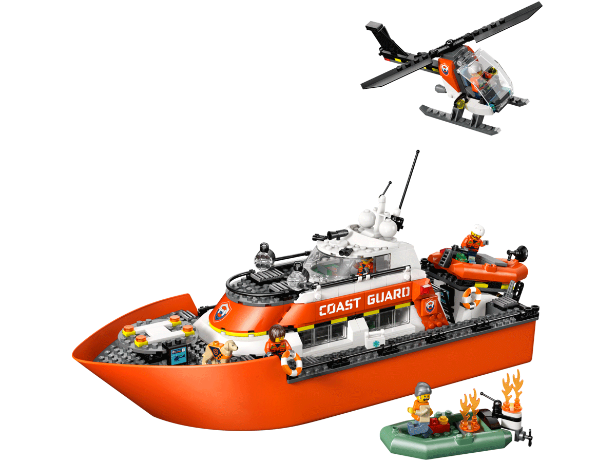 60504 Coast Guard Rescue Boat & Helicopter