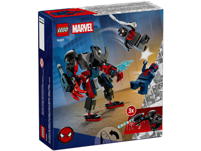 LEGO set 76337 Miles Morales Mech vs. Spider-Man 2099 Box Back