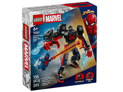 LEGO set 76337 Miles Morales Mech vs. Spider-Man 2099 Box Front
