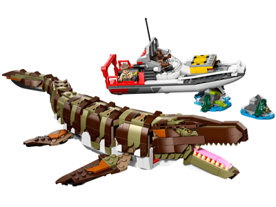 Brick-Built Mosasaurus Boat Mission