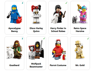 LEGO Collectible Minifigure Checklist Screen Shot
