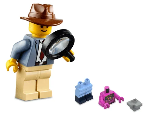 Detective Minifugure identifying LEGO Pieces